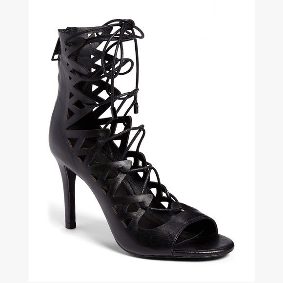 Joie Shoes - Joie Quinn lace up black leather heels 37.5
